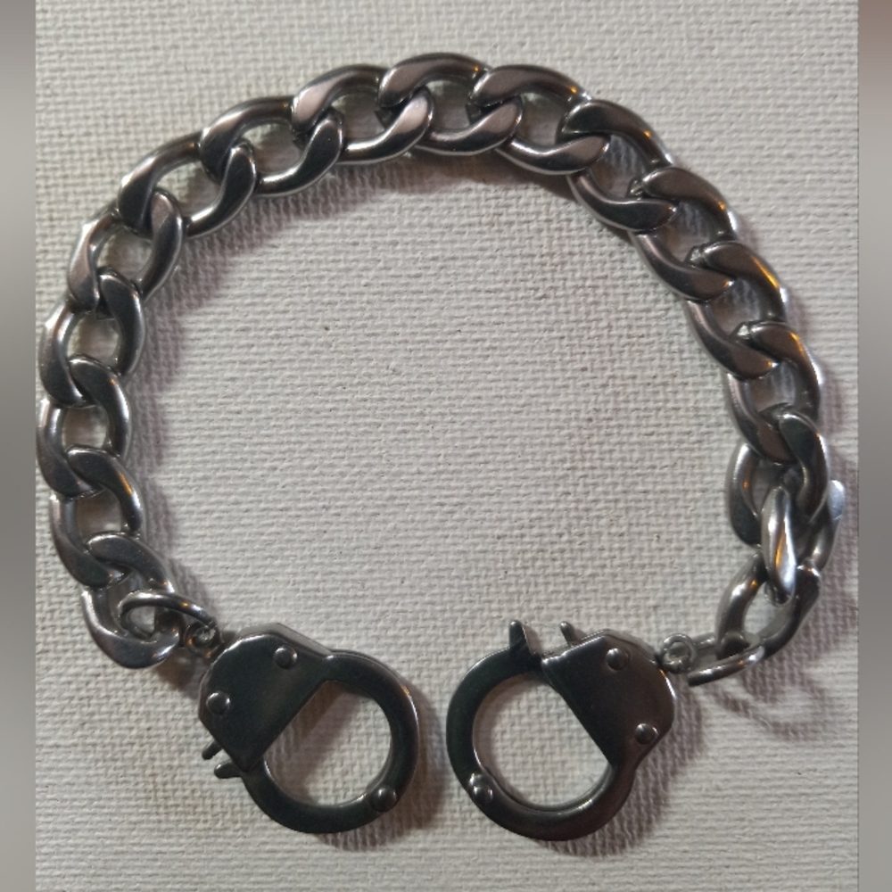 Silver Tone Handcuff Bracelet